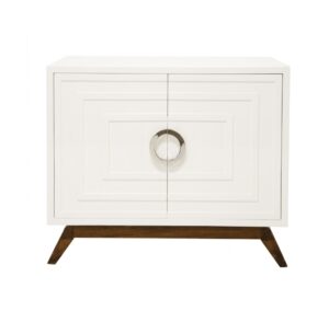 Bernard White Lacquer Nickel Cabinet