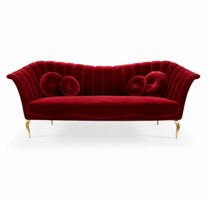 Sevilliana Rouge Velvet Gold Sofa