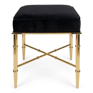 Hacienda Black Velvet Brass Bamboo Stool