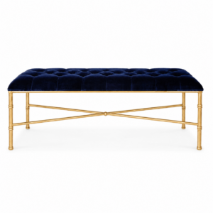 Stella Navy Velvet Brass Bench