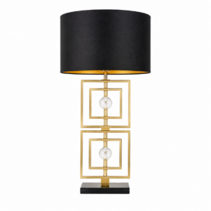 Gibbons Crystal Brass Table Lamp with Black Shade