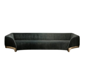 Lagerfeld Charcoal Velvet Brass Sofa 330cm