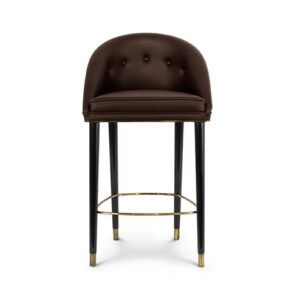 Arden Brown Leather Brass Counter Stool