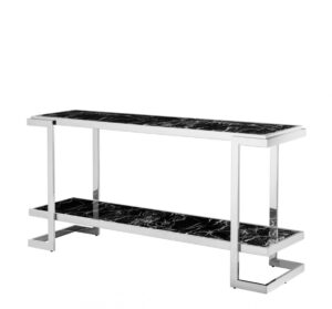 Salvatore Nero Marble Chrome Console Table