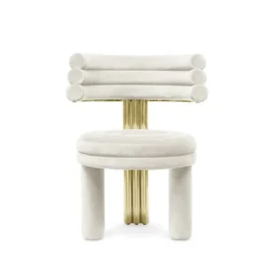 Caspian White Velvet Gold Chair