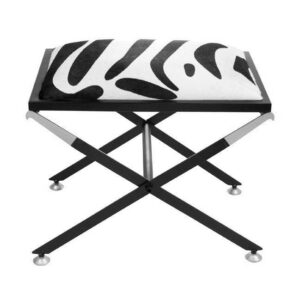 Zanzibar Zebra Cowhide Nickel Stool