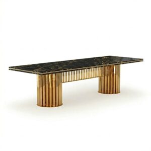 Klemenza Portoro Marble Gold Dining Table