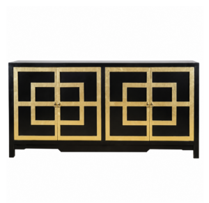 Chinoiserie Black Ash Gold Leaf Buffet