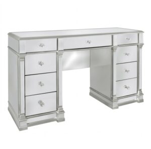 Naxos Silver Mirror Vanity Console With Black Velvet Stool
