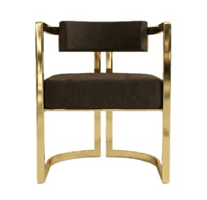 Brigitte Brown Velvet Brass Dining Chair
