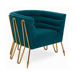 Adler Dark Teal Velvet Brass Armchair