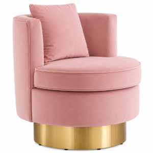 Dalia Blush Velvet Gold Swivel Chair