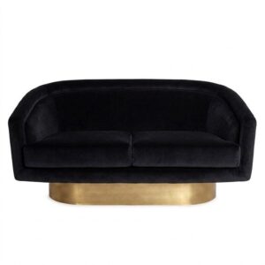 Talitha Black Velvet Brass Sofa