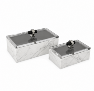 Martinique Carrara Marble Nickel Box with Set