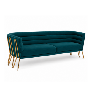 Adler Dark Teal Velvet Brass Sofa