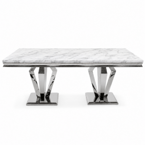 Manheim Carrara Marble Chrome Dining Table