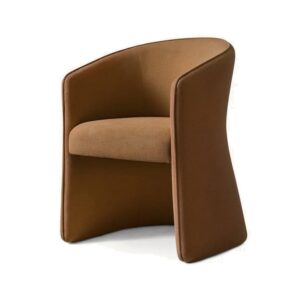 Modern brown armchair with curved design