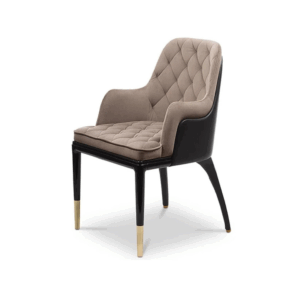 Charla Beige Velvet Brass Dining Chair