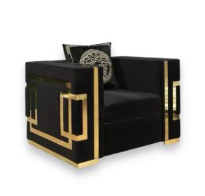Horchow Black Gold Velvet Armchair