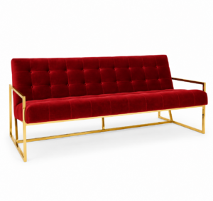 Goldfinger Rouge Velvet Brass Sofa