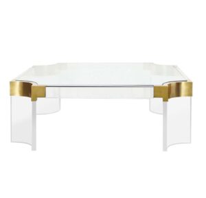 Berhardt Lucite Brass Square Coffee Table