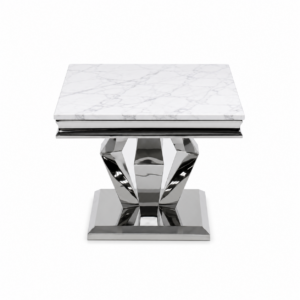 Manheim Carrara Marble Chrome Sidetable