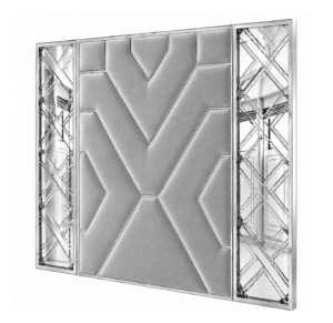 Skyscraper Light Grey Velvet Chrome Mirror King Headboard