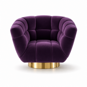 Metamorphosis Purple Velvet Brass Swivel Chair