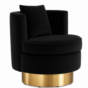 Dalia Black Velvet Gold Swivel Chair