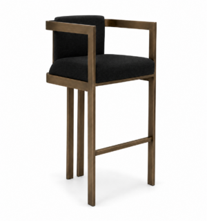 Kingpin Black Linen Bronze Counter Stool
