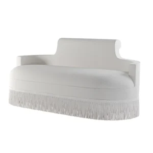 White fringe sofa with curved backrest