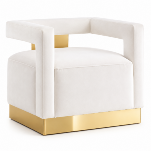 Armani White Velvet Gold Armchair