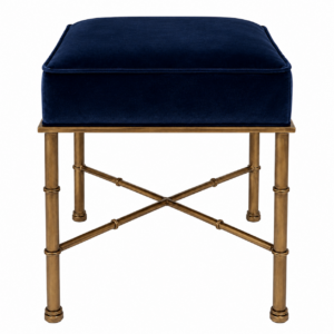 Trudale Blue Velvet Antique Gold Stool