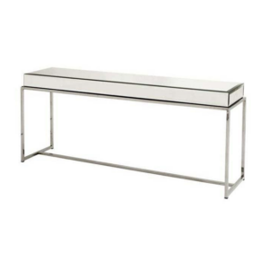 Modern glass console table with metal frame
