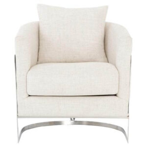 Virgo Ivory Linen Chrome Armchair