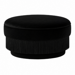 Sevilliana Black Velvet Fringe Ottoman