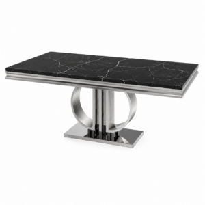 Donatella Nero Marble Chrome Dining Table