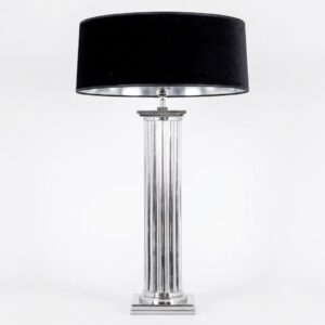 Palladium Nickel Table Lamp with Black Shade 85cm