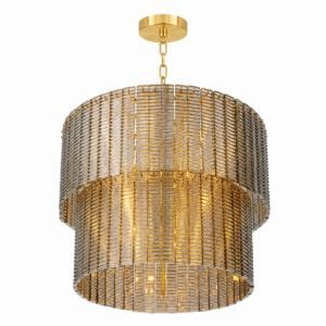 Elenor Amber Glass Brass Chandelier
