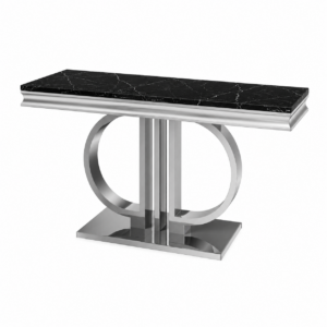 Donatella Nero Marble Chrome Console Table