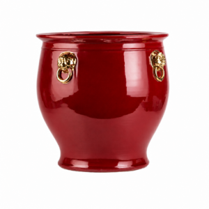Imperial Lion Red Gold Ceramic Planter