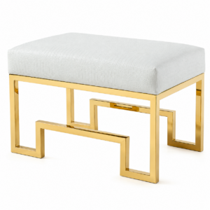 Declan White Crocodile Leather Gold Stool