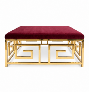 Helios Rouge Velvet Brass Ottoman