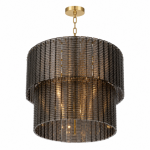 Elenor Smoked Glass Brass Chandelier