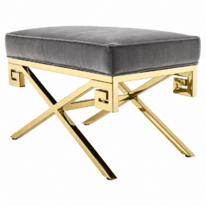 Okuro Grey Velvet Gold Stool