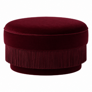 Sevilliana Deep Rouge Velvet Fringe Ottoman