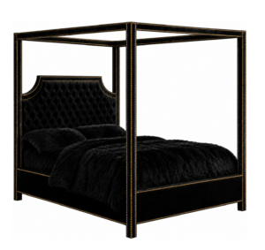 Mayfair Black Velvet Canopy Gold King Bed