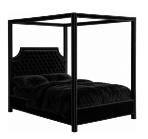 Mayfair Black Velvet Nickel Canopy King Bed