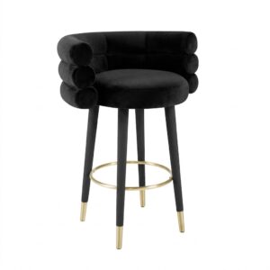 Marshmallow Black Velvet Gold Counter Stool