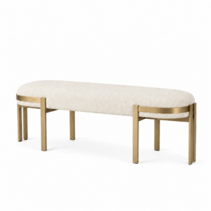 Kingpin Cream Linen Brass Bench